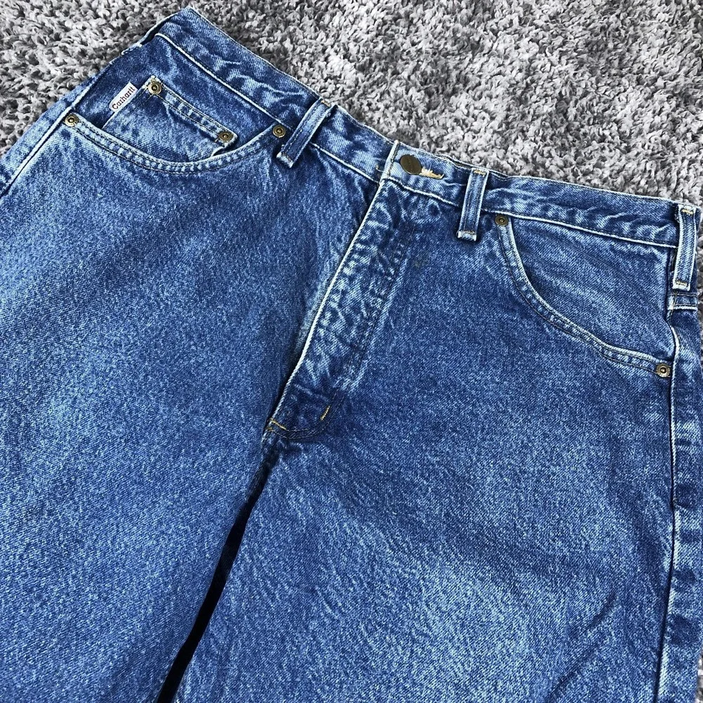Carhartt Jeans Mens 35x30 Blue Relaxed Fit Straight‎ Leg Denim Flannel Lined